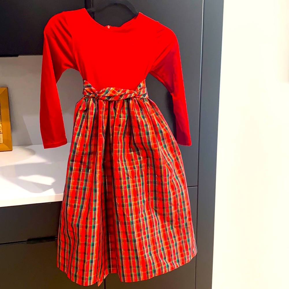 Dress Red velvet satin sz 7 girls